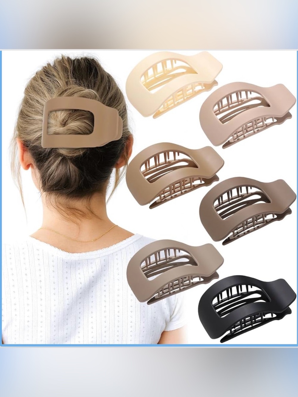 Flat Hair Clips Women, 4.1 Inch Large French Flat Claw Clips 6 pcs neutrals NWT
